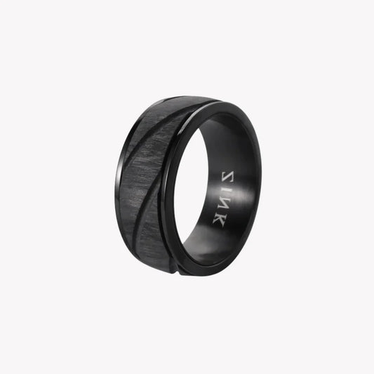 Men's Black Stainless Steel & Carbon Fiber Ring